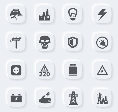 Web siteleri ve kullanıcı arayüzü için yüksek voltaj simgeleri ayarlandı