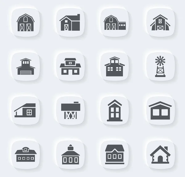 Farm Building Icoon Set Voor Websites Gebruikersinterface — Stockvector