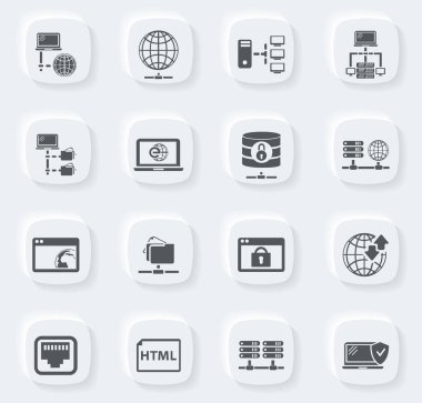 İnternet siteleri ve kullanıcı arayüzü için internet, sunucu, ağ simgesi