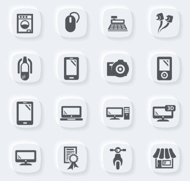 Kullanıcı arayüzü tasarımı için süpermarket elektronik vektör simgeleri