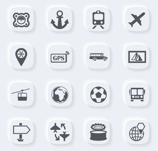 ウェブサイトとユーザーインターフェイス用に設定された旅行アイコン — ストックベクタ