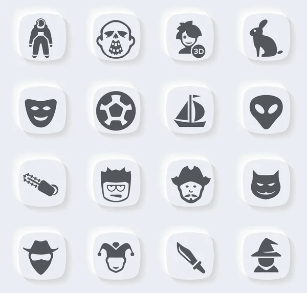 Conjunto Géneros Películas Iconos Negros Aislados Blanco Ilustración Vectorial — Vector de stock