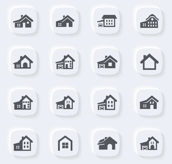 House Type Icon Set Web Sites User Interface — Stock Vector