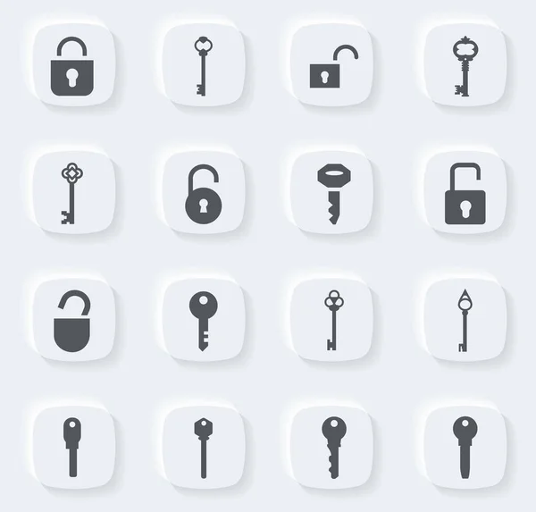 Lock Key Icon Set Web Sites User Interface — Stock Vector