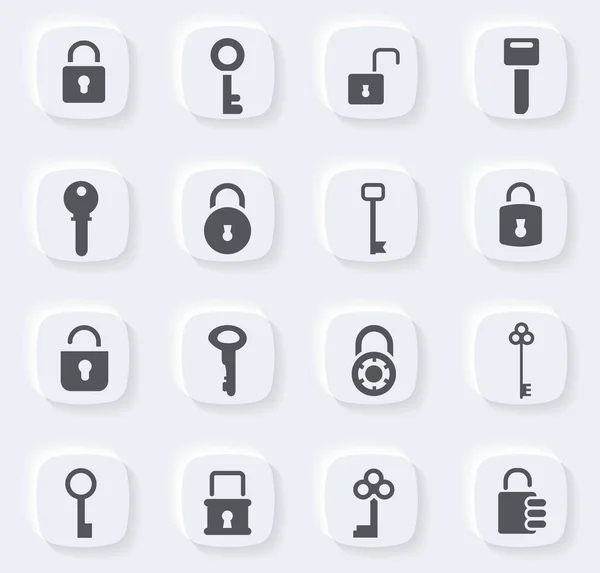 Lock Key Icon Set Web Sites User Interface — Stock Vector