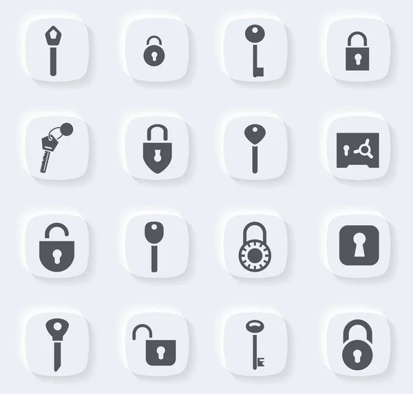 Lock Key Icoon Set Voor Websites Gebruikersinterface — Stockvector