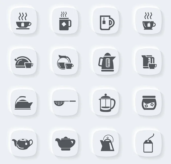 Tazas Utensilios Para Hacer Conjunto Iconos Vectores — Vector de stock