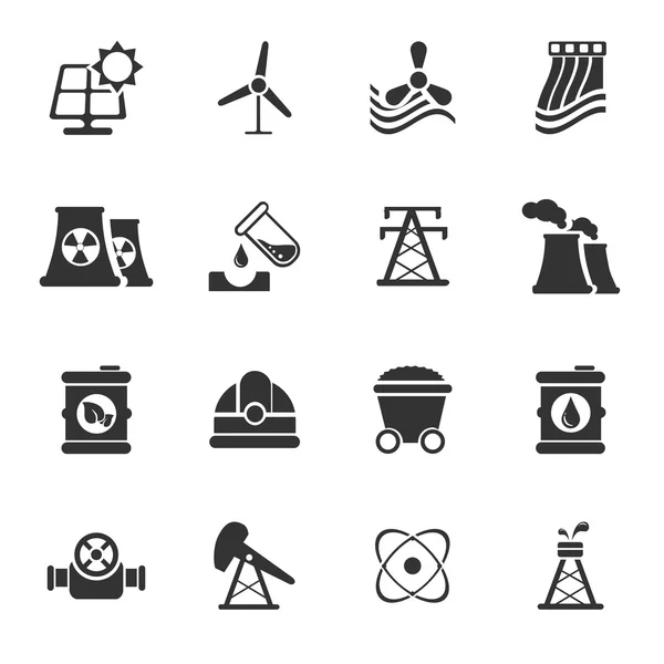 Iconos de combustible y generación de energía — Vector de stock