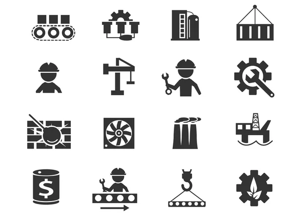 Platte industrie pictogrammen instellen — Stockvector