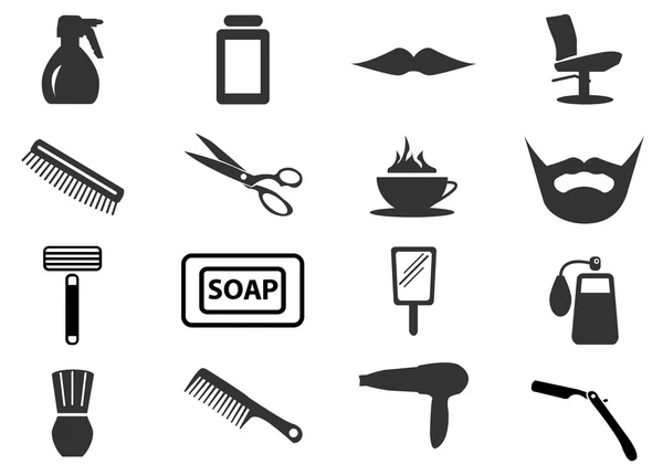 Se trata de un conjunto de barbería simples iconos web — Vector de stock