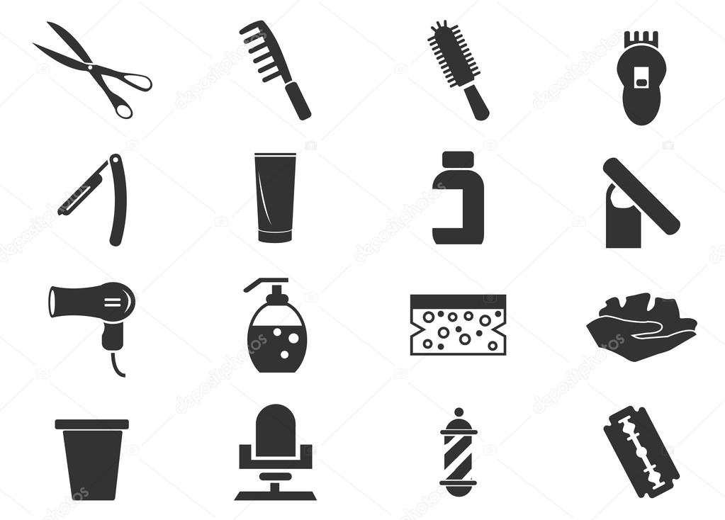 Set of hairdressing equipment icons