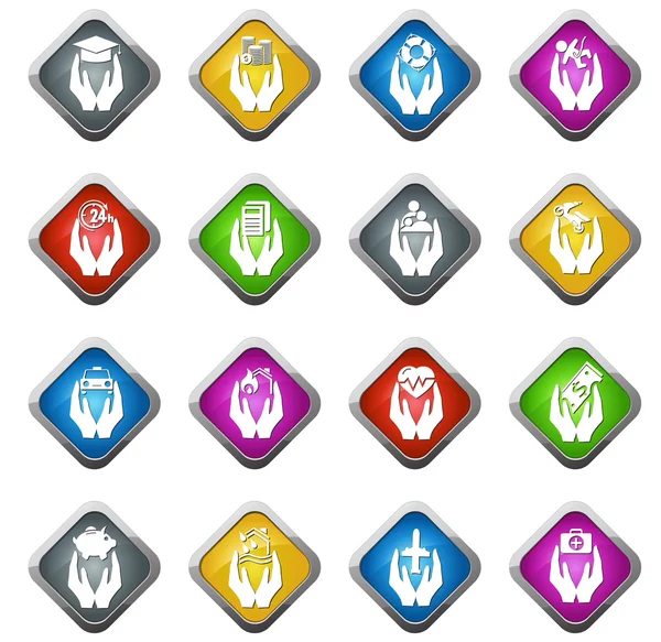 Hand  insurance icon  set — Stock Vector