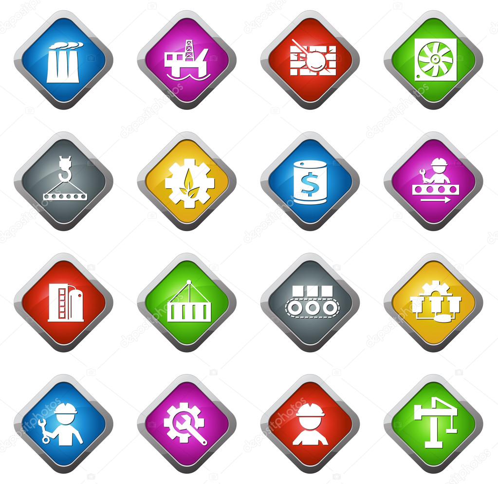 flat industry icons set