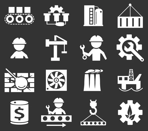 Conjunto de iconos de la industria plana — Vector de stock