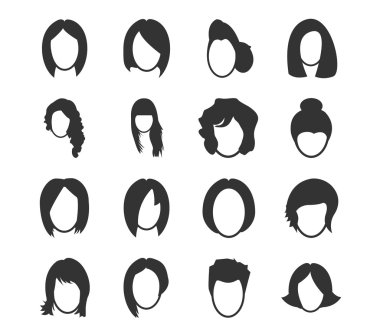 kadın saç modelleri Icon set