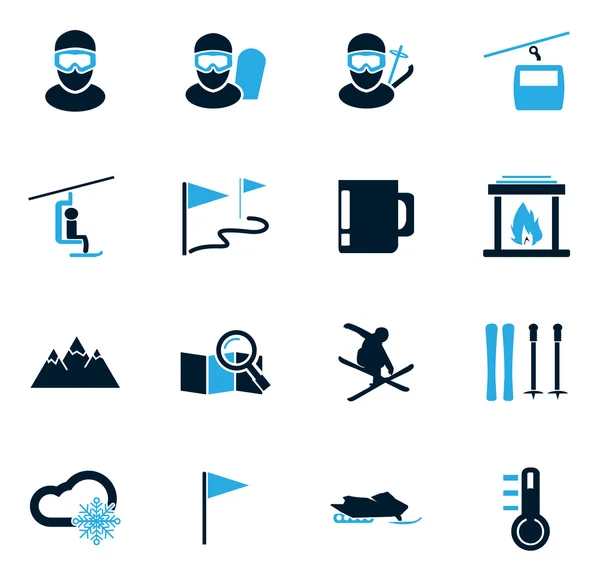 Conjunto de iconos de esquí — Vector de stock