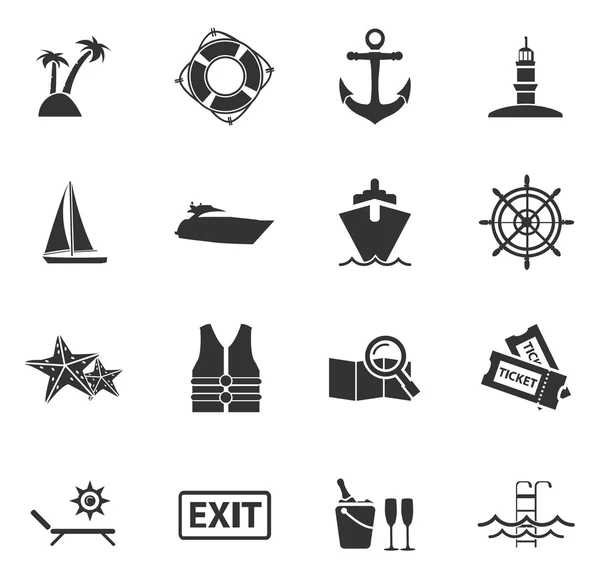 Crucero icono conjunto — Vector de stock