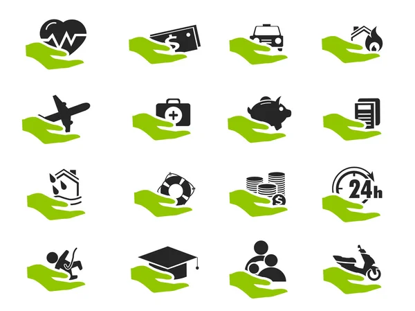 Insurance hands icons — Stock Vector