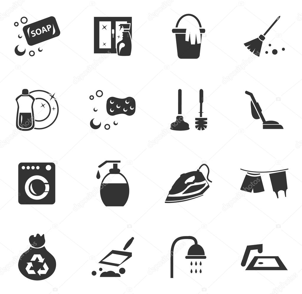 Cleaning company icon set