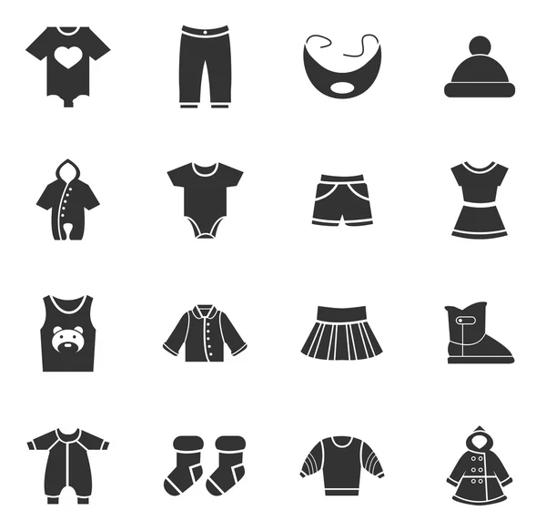 Ensemble d'icônes vêtements bébé — Image vectorielle