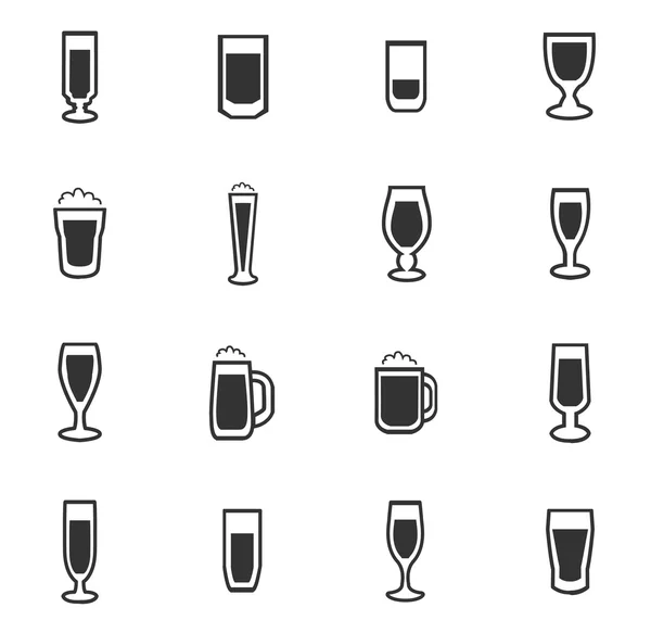 Conjunto de iconos de vasos y copas — Vector de stock