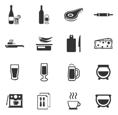 Food and kitchen icons set clipart