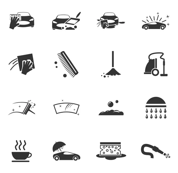 Oto yıkama duş hizmet Icons set