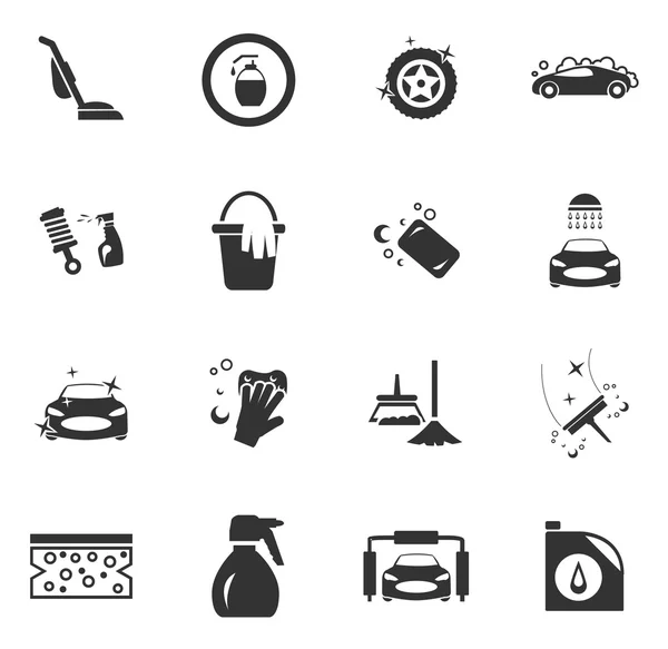Conjunto de iconos de servicio de ducha de lavado de coches — Archivo Imágenes Vectoriales
