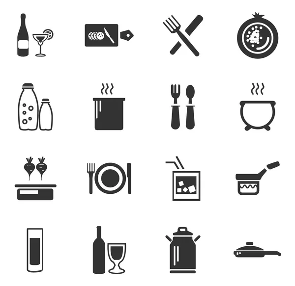 Aliments et icônes de cuisine ensemble — Image vectorielle