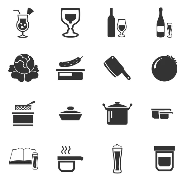 Élelmiszer és konyha ikonok készlet — Stock Vector