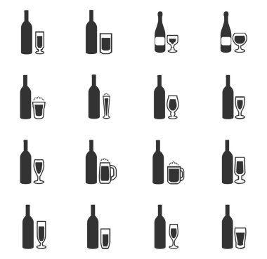 Gözlük ve bardak Icons set