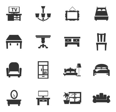 Mobilya vektörü simgeleri ayarlandı