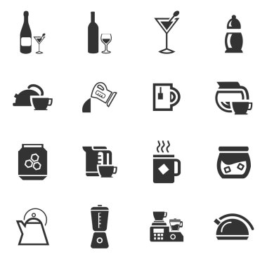 İçecekler Icons set hazırlanması için mutfak eşyaları