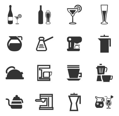 İçecekler Icons set hazırlanması için mutfak eşyaları