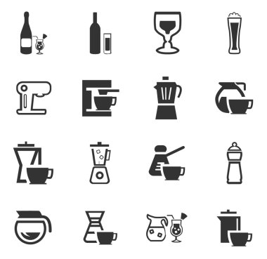 İçecekler Icons set hazırlanması için mutfak eşyaları