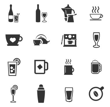 İçecekler Icons set hazırlanması için mutfak eşyaları