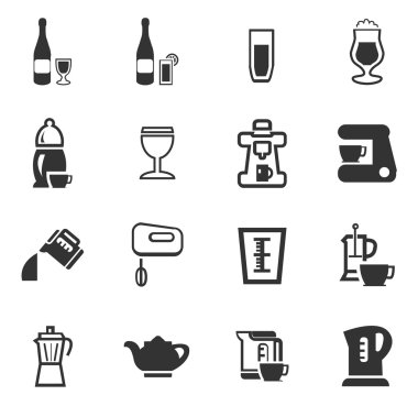 İçecekler Icons set hazırlanması için mutfak eşyaları