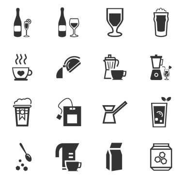 İçecekler Icons set hazırlanması için mutfak eşyaları