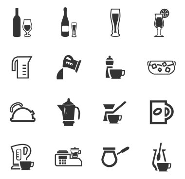 İçecekler Icons set hazırlanması için mutfak eşyaları