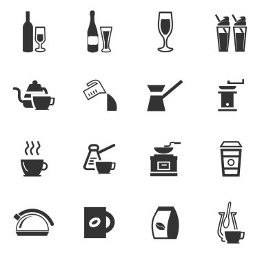 İçecekler Icons set hazırlanması için mutfak eşyaları
