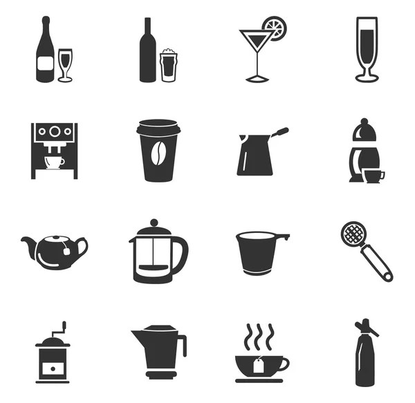 Utensilien für die Zubereitung von Getränken Icons Set — Stockvektor