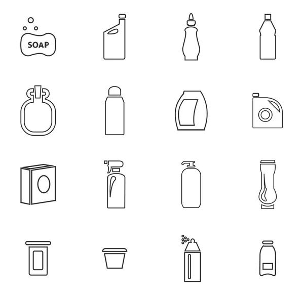 Conjunto de iconos químicos domésticos — Vector de stock
