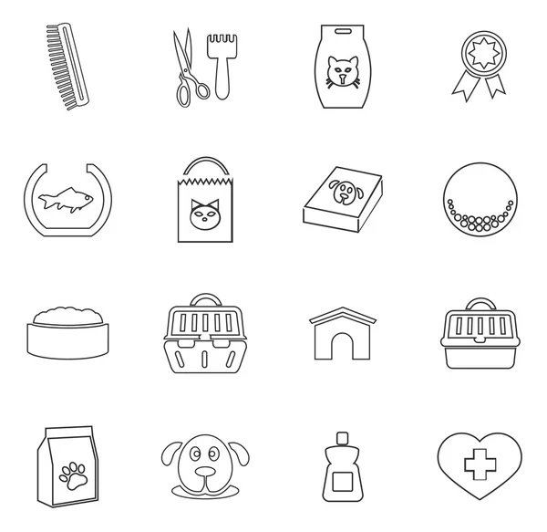 Conjunto de iconos de mercancías para mascotas — Vector de stock