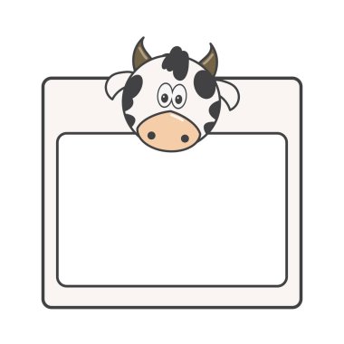 İnek komik çiftlik hayvanlarıyla vektör illüstrasyonu