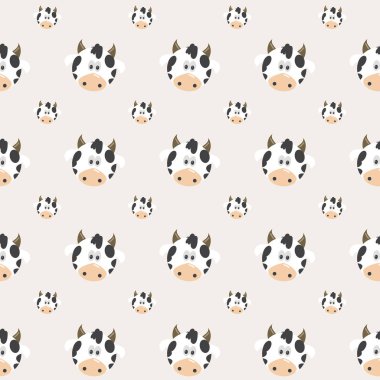 Gümüş bir arka planda komik ineklerin kusursuz çizimleri.