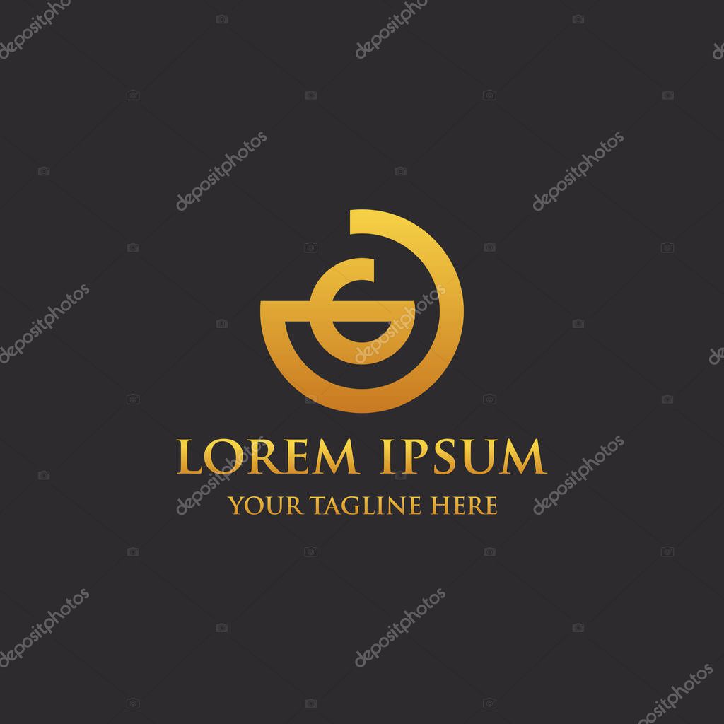 Elegant company gold logo vector image