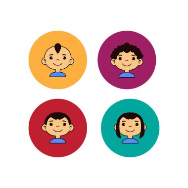 bir daire düz vektör görüntüsünde çocuklar