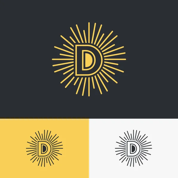 Carta Inicial Com Design Logotipo Símbolo Sol Modelo Alfabeto Gráfico — Vetor de Stock