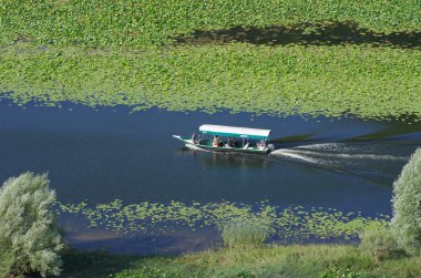 Turistik gemilerde nehir Crnojevica, İşkodra Gölü Milli Parkı, Mo