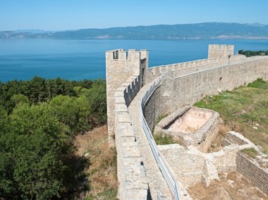 Castle Samuil And Lake Ohrid, Republic Of Macedonia clipart